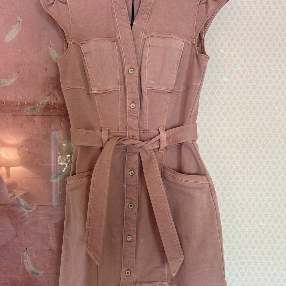 PAIGE Pink Short Sleeve Collar Mini Dress